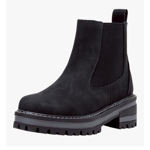 Vepose Women's Size 7.5 Chelsea Ankle Boots Black Lug Sole Short Pull On Booties - Picture 1 of 8